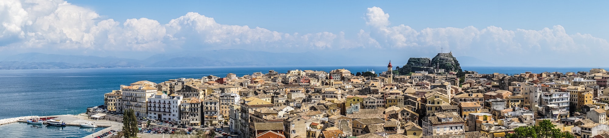 View of the historic center of Corfu town, Greece