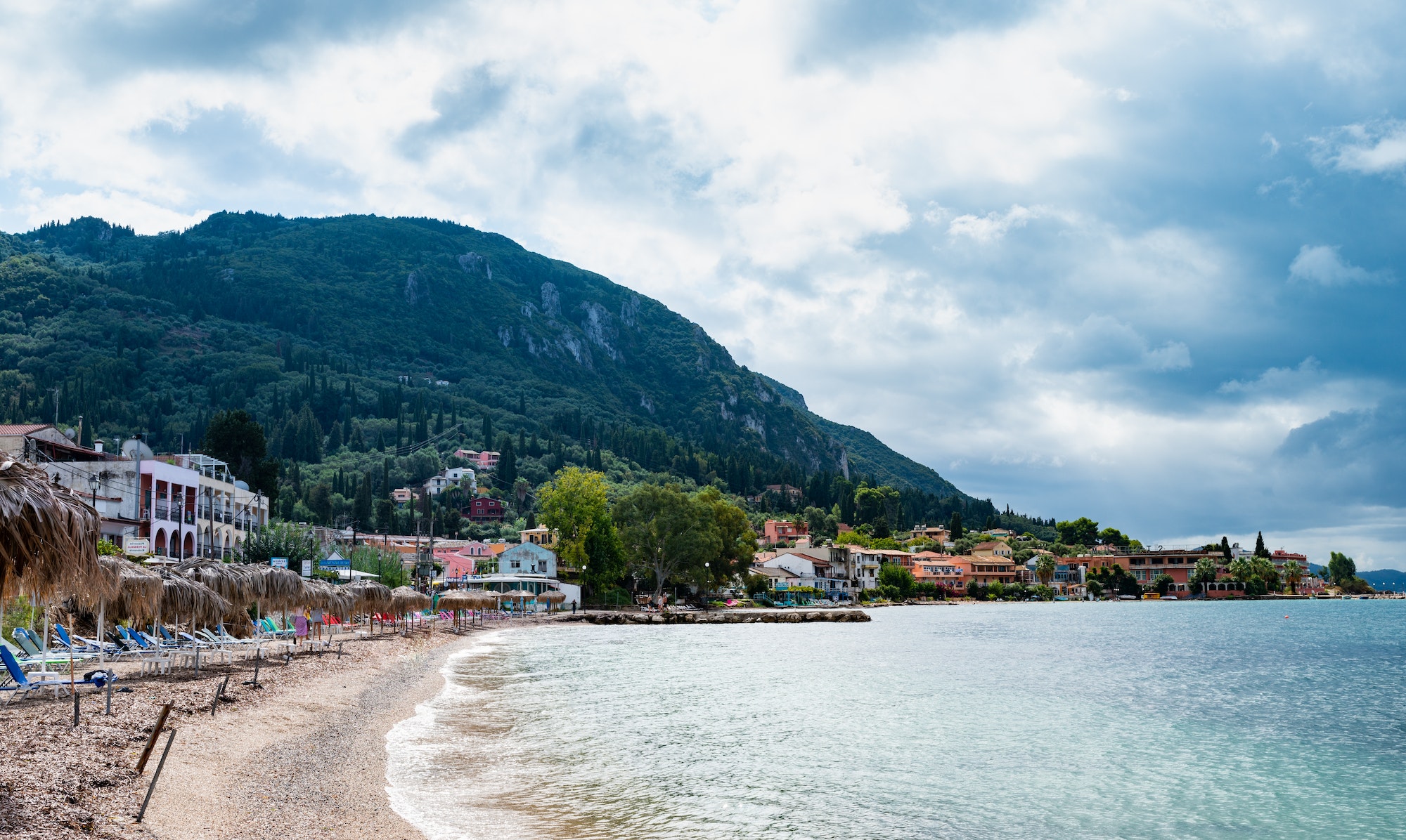 Bay with crystal clear water in Paleokastritsa on Corfu island