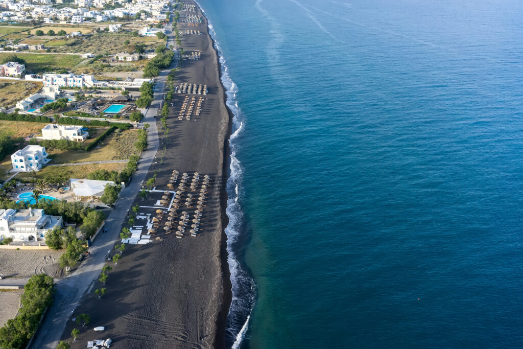 Perissa beach in Santorini