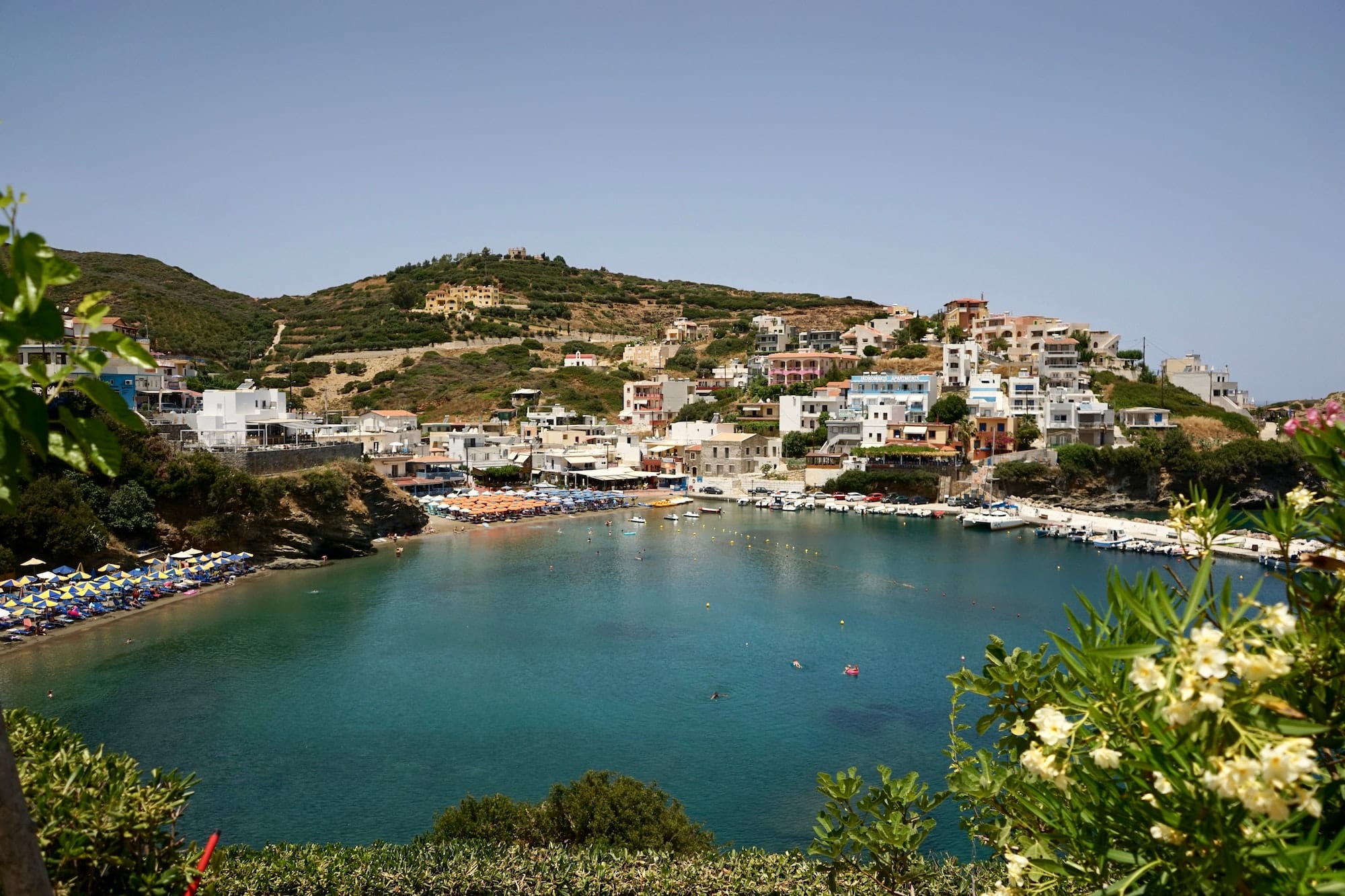 A top view to the small port of Bali village, Crete Greece
