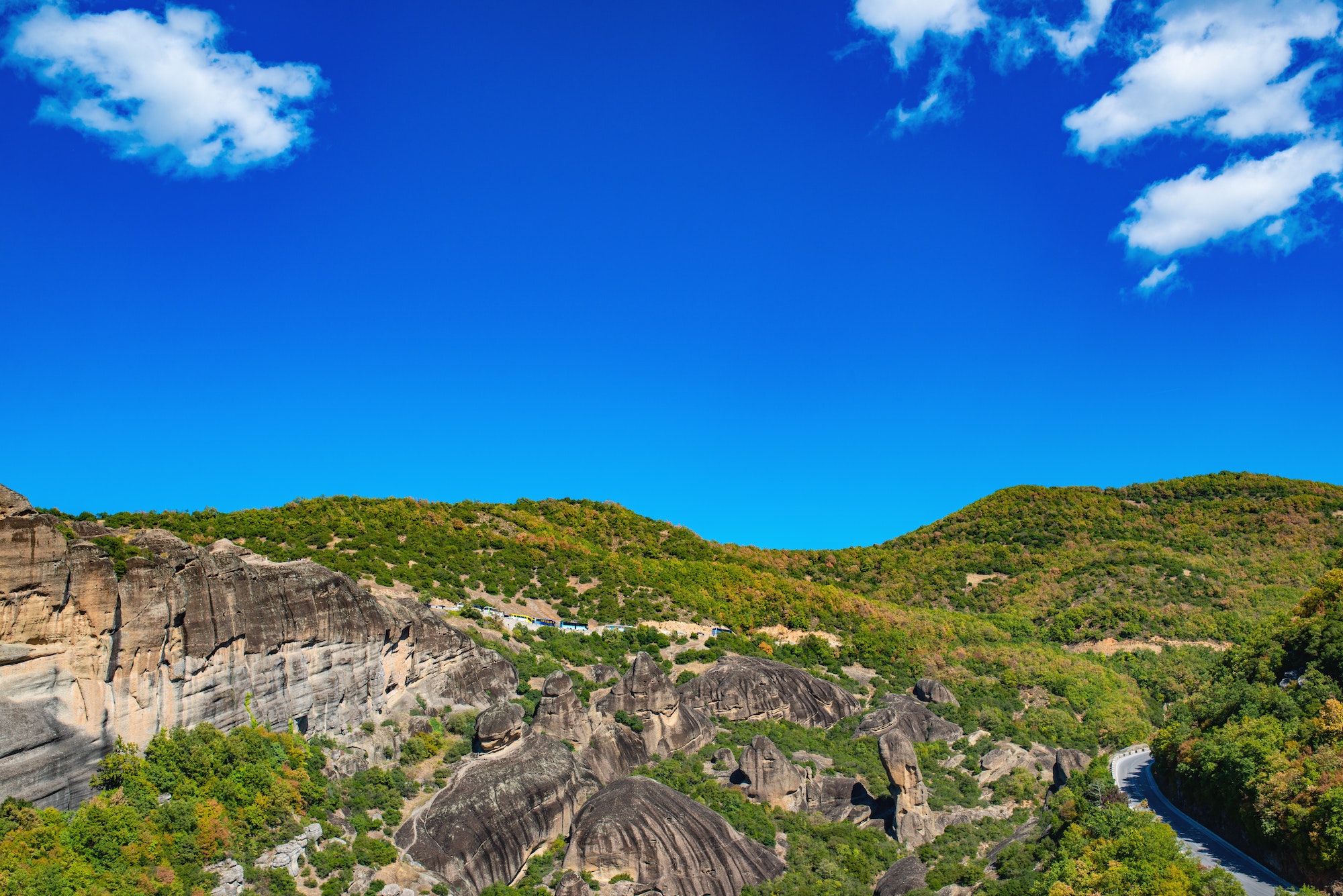 Landscape of Corfu mountains with greenery