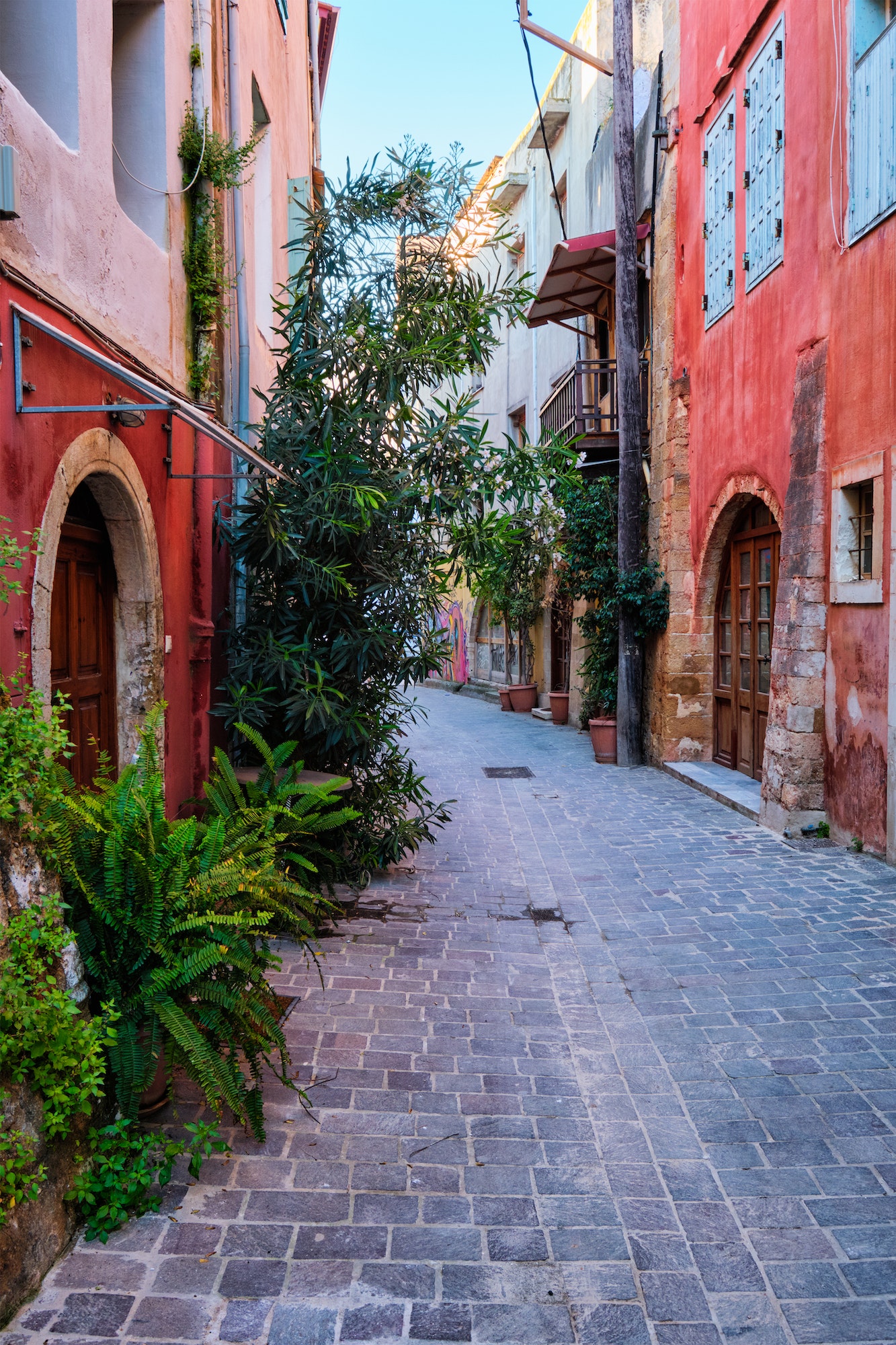 Scenic picturesque streets of Chania venetian town. Chania, Creete, Greece