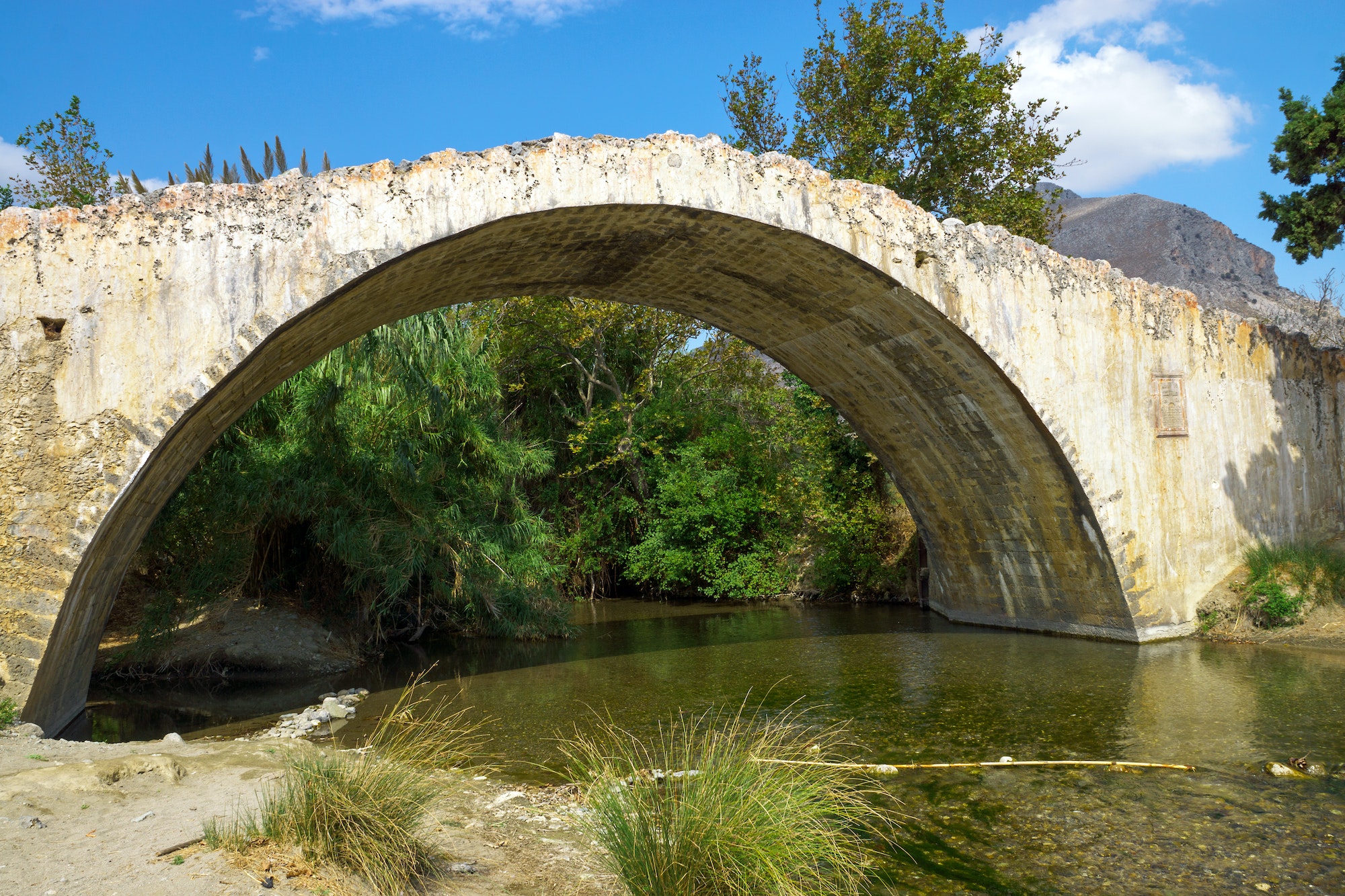 Historic stone bridge on Crete island