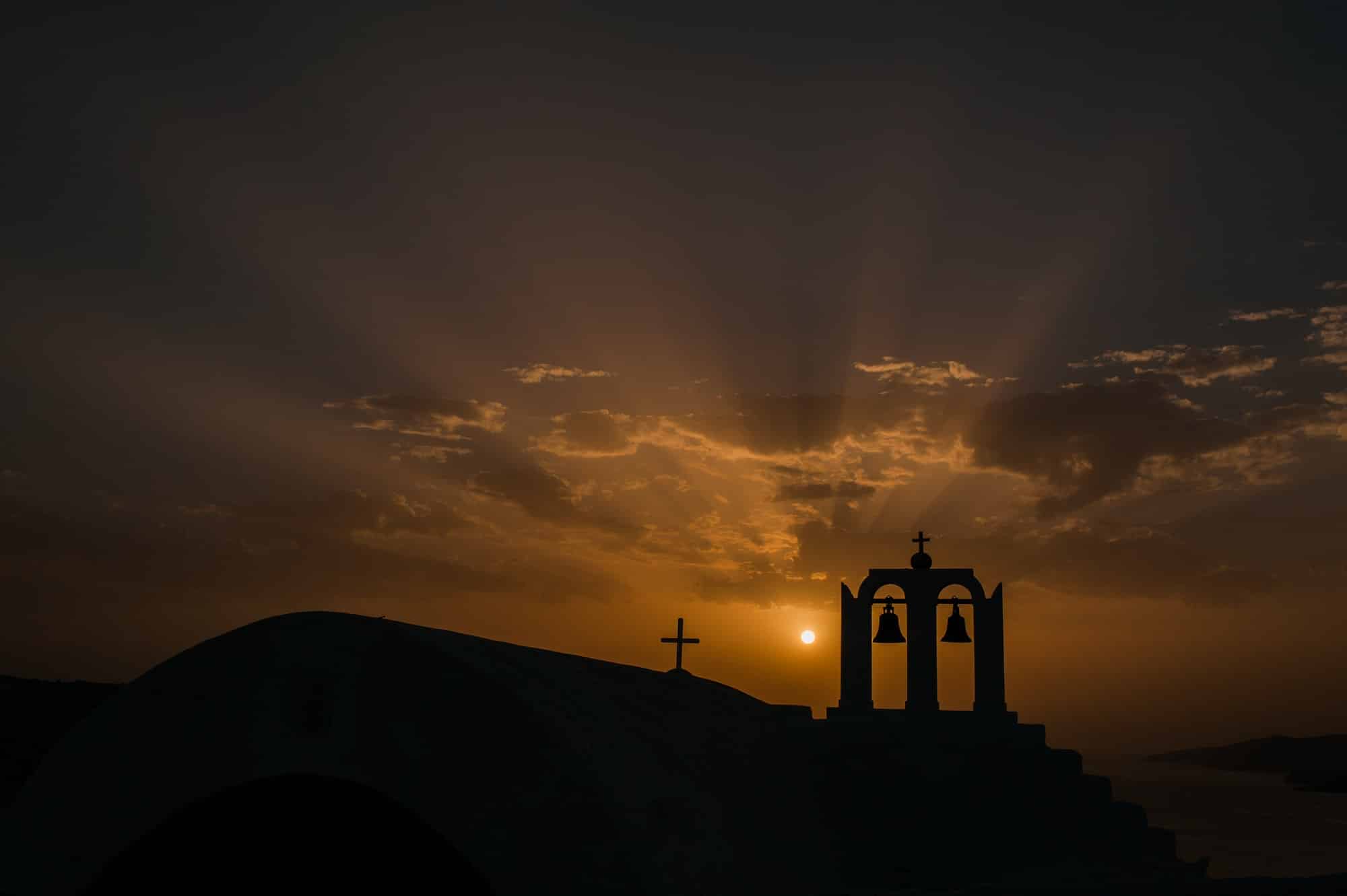 Magical sunset in Santorini.