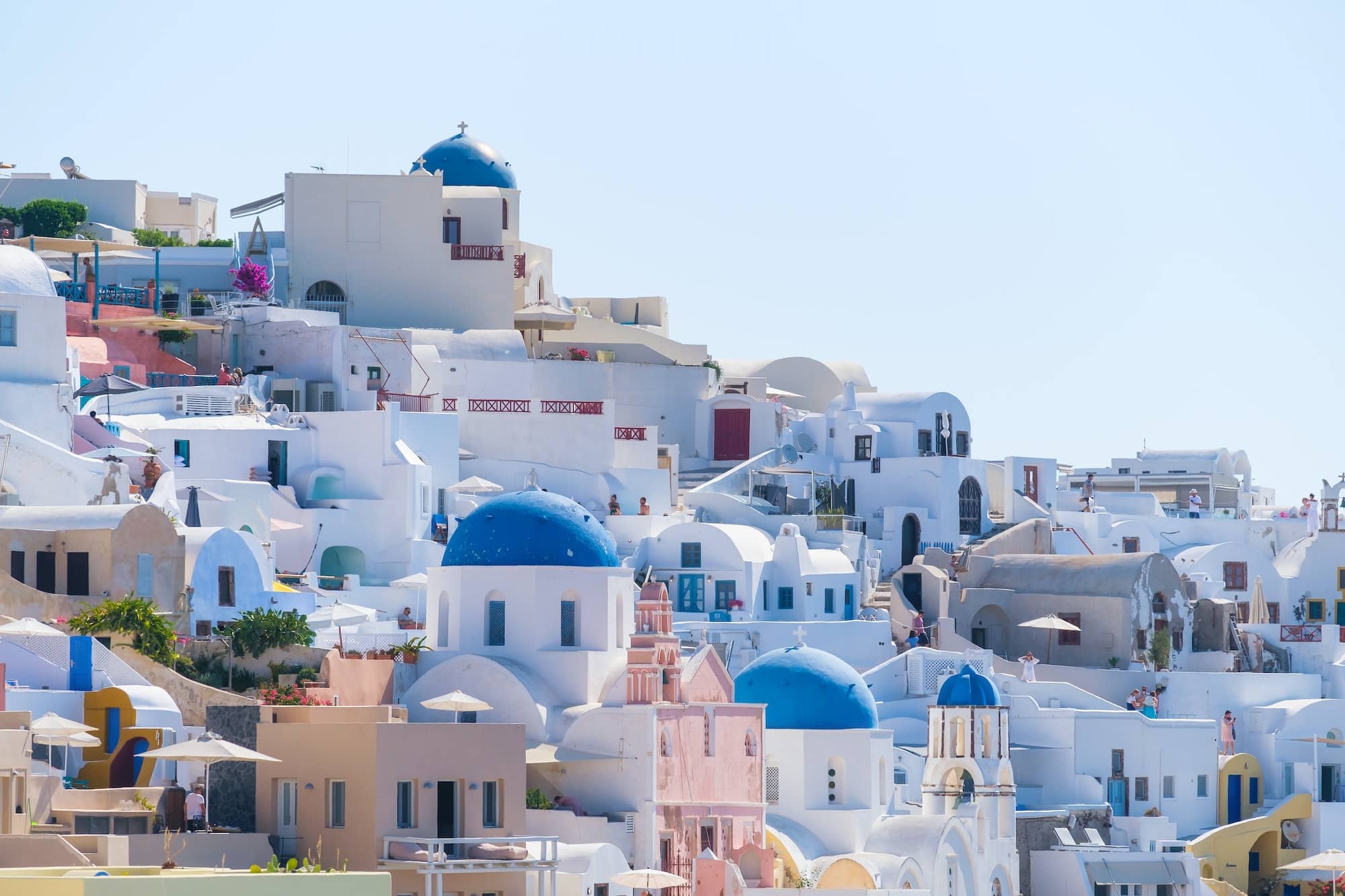 Oia village, Santorini, Greece. View of traditional houses in Santorini.