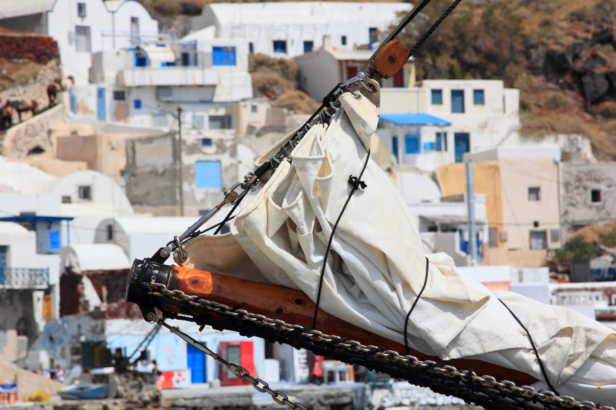 old port of Fira Santorini island Greece