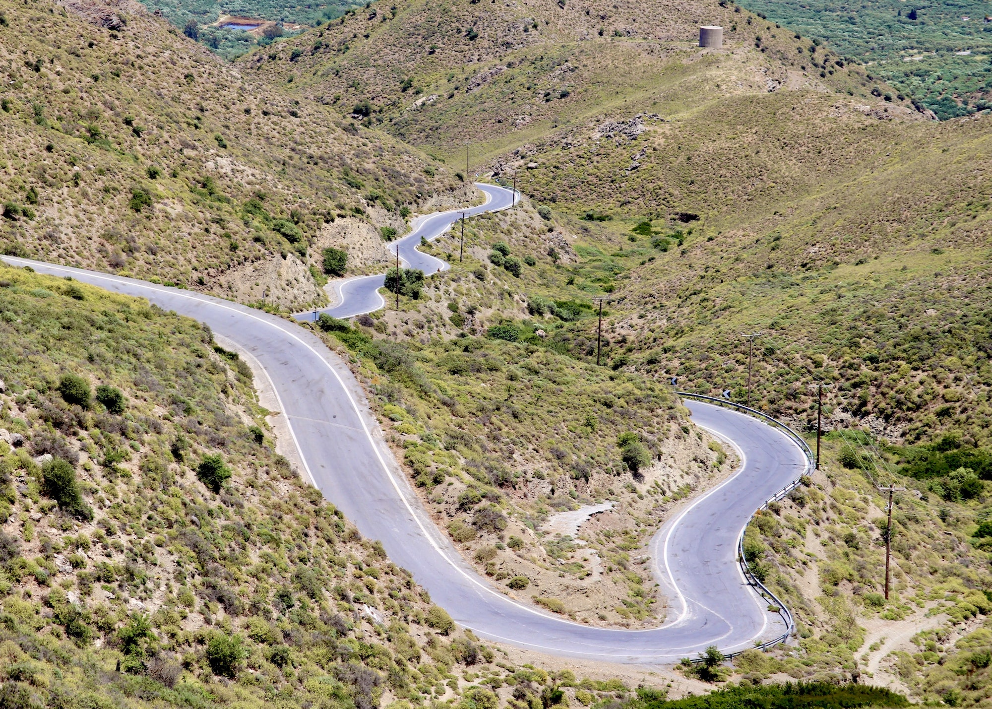 Open road in mountains on Crete island