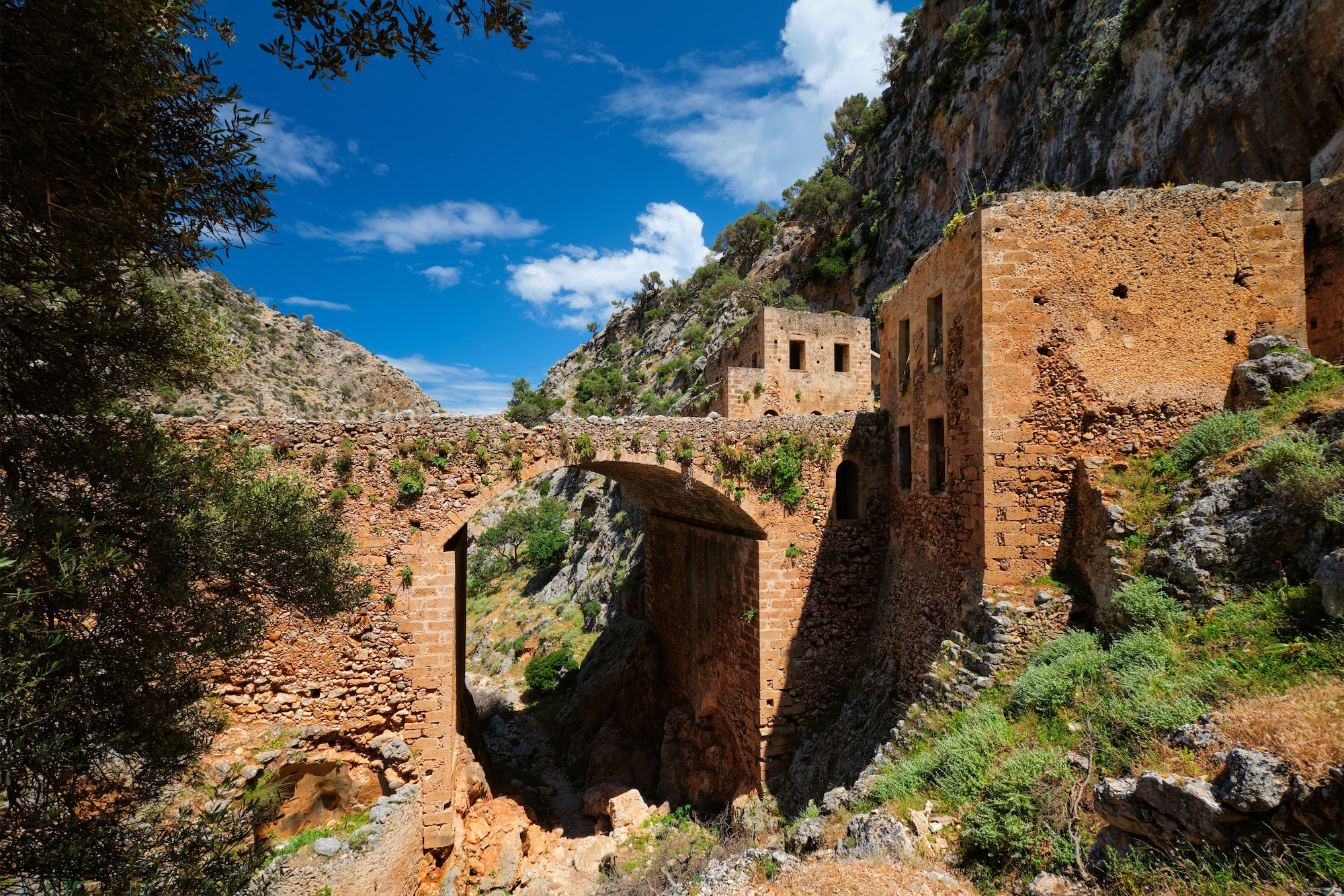 Riuns of Katholiko monastery, Chania region on Crete island, Greece