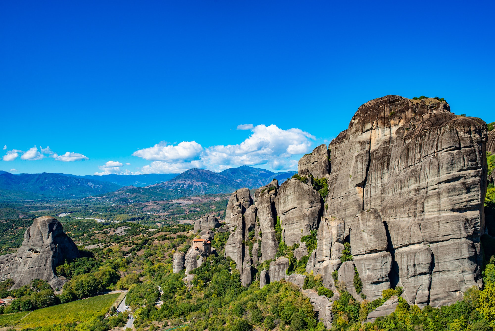 Landscape of Corfu mountains with greenery