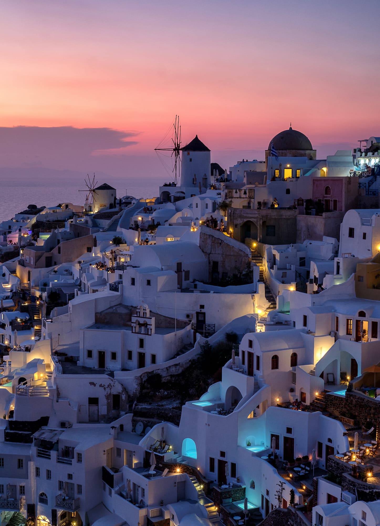 Sunset on Oia in Santorini, Greece