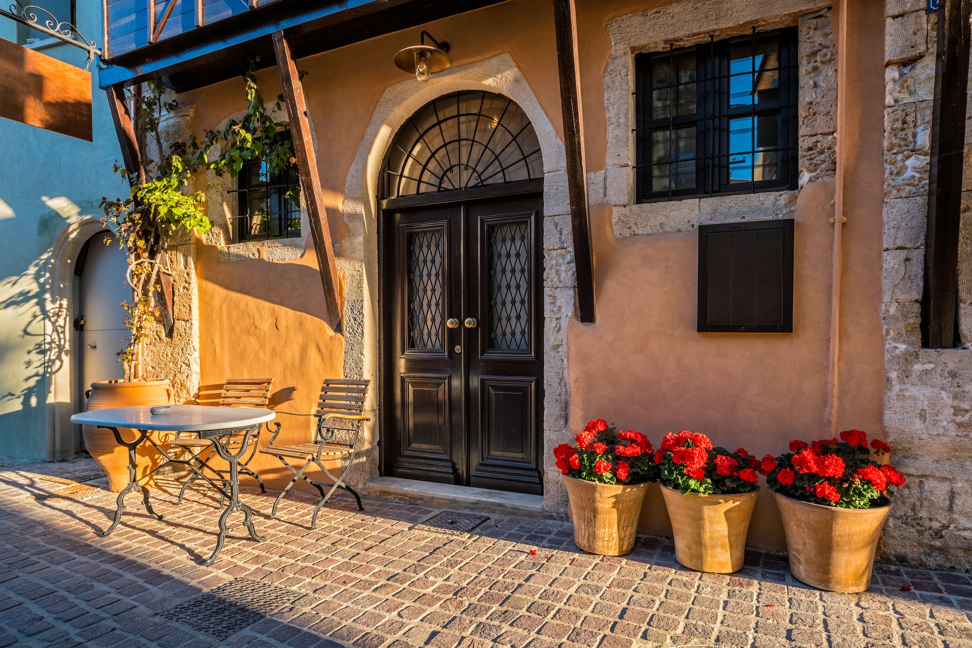Scenic picturesque streets of Chania venetian town. Chania, Creete, Greece