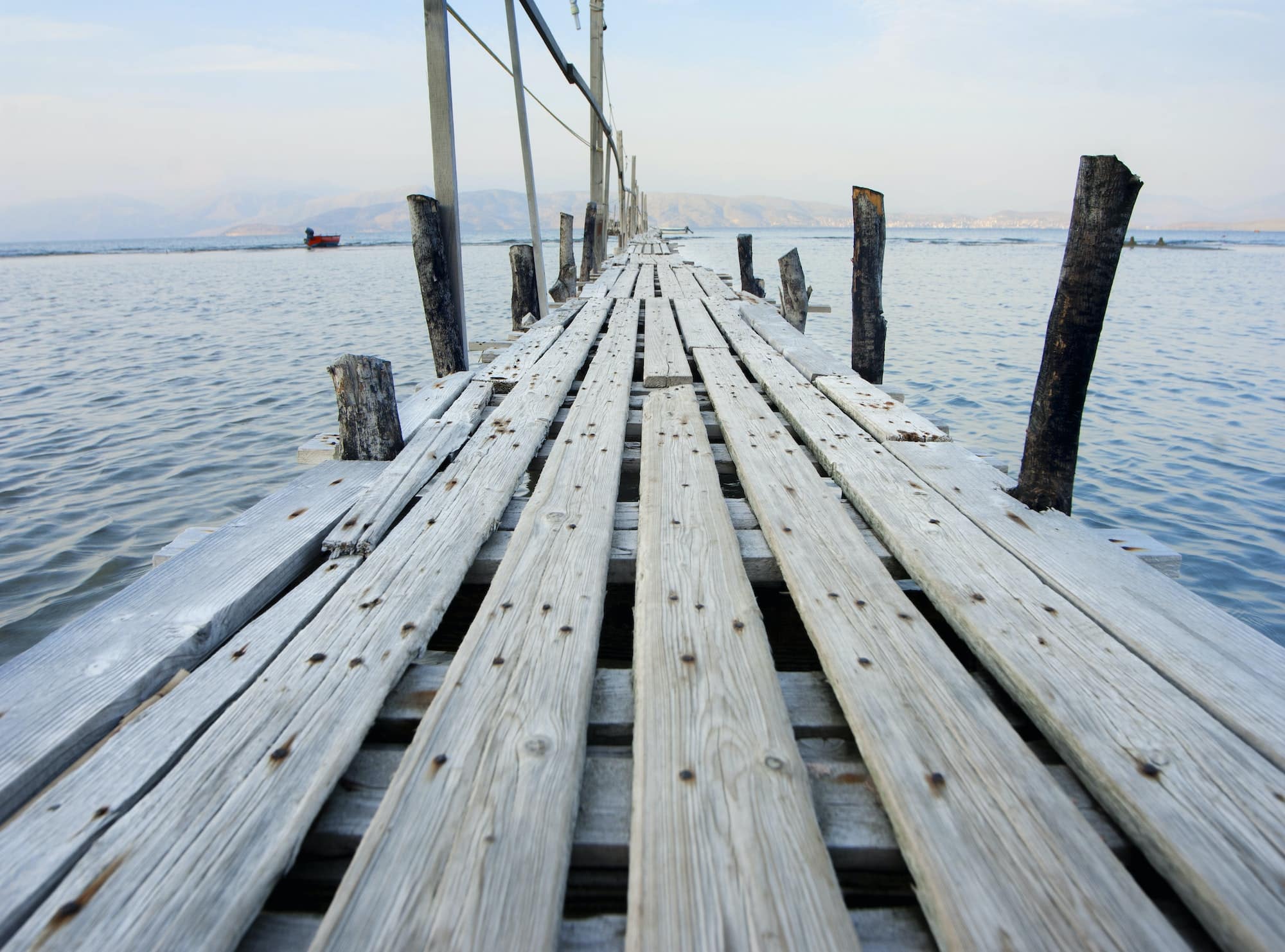 Wooden pontoon, Corfu, Greece