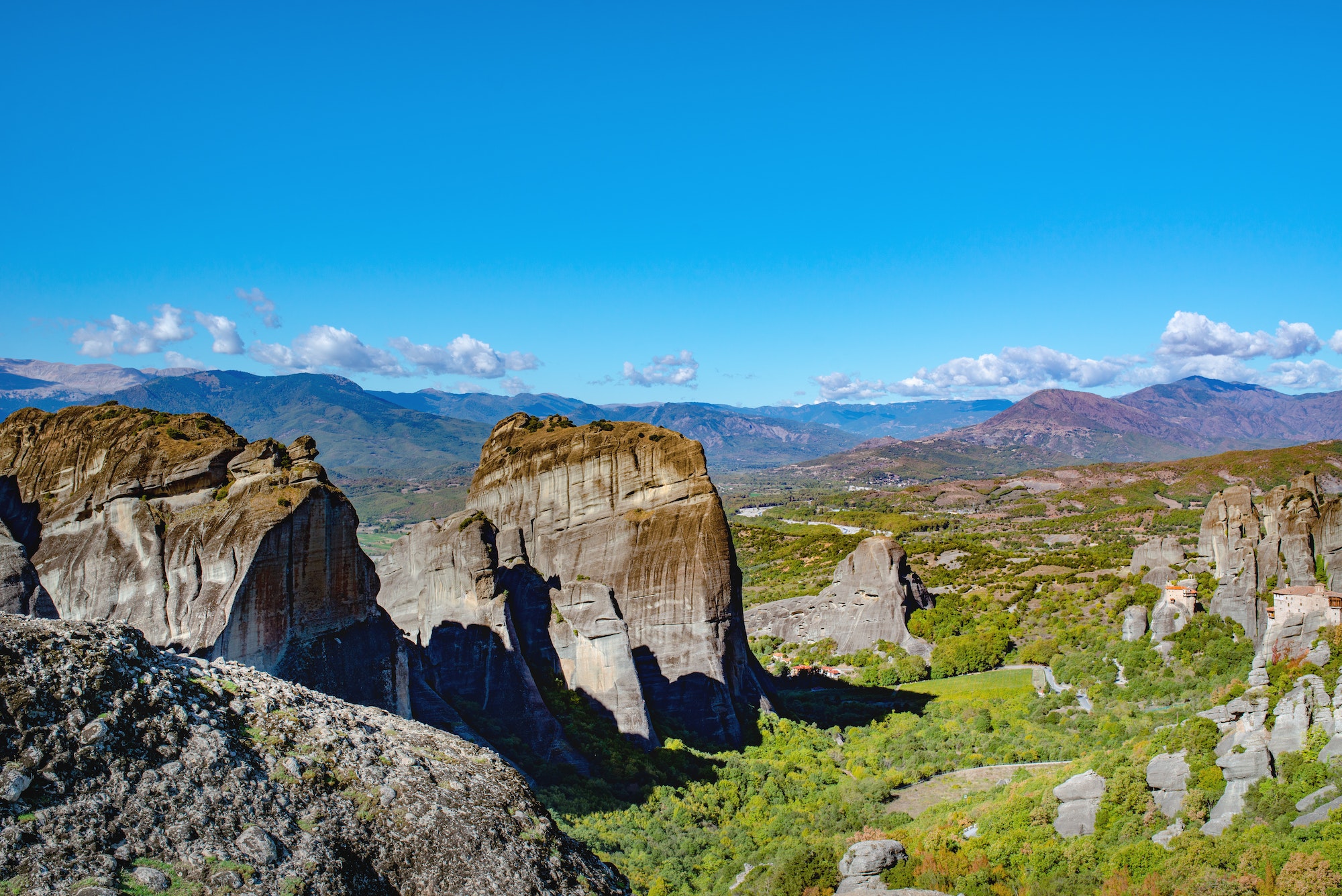 Landscape of Corfu mountains with greenery