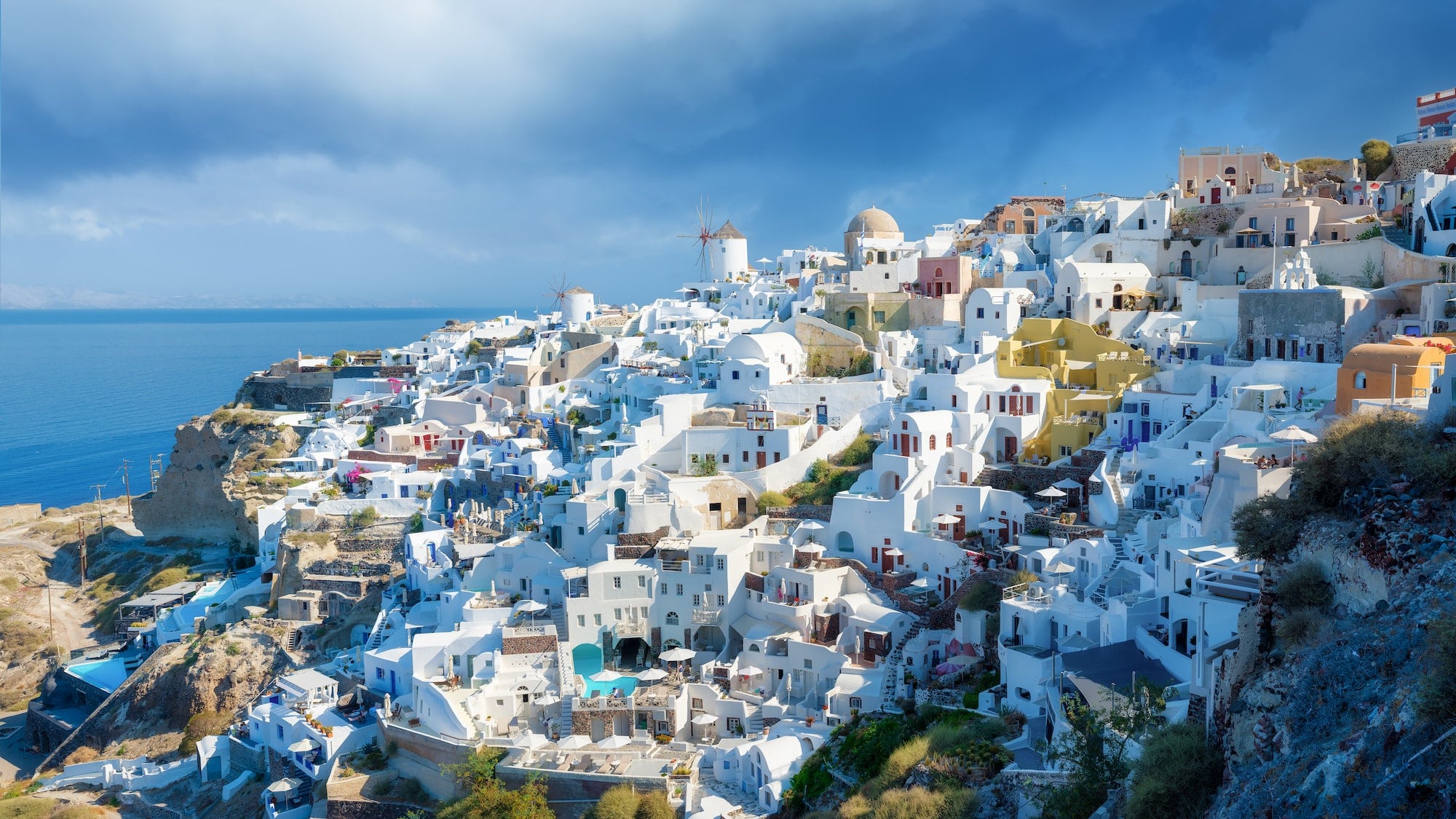 Oia village, Santorini, Greece. View of traditional houses in Santorini.