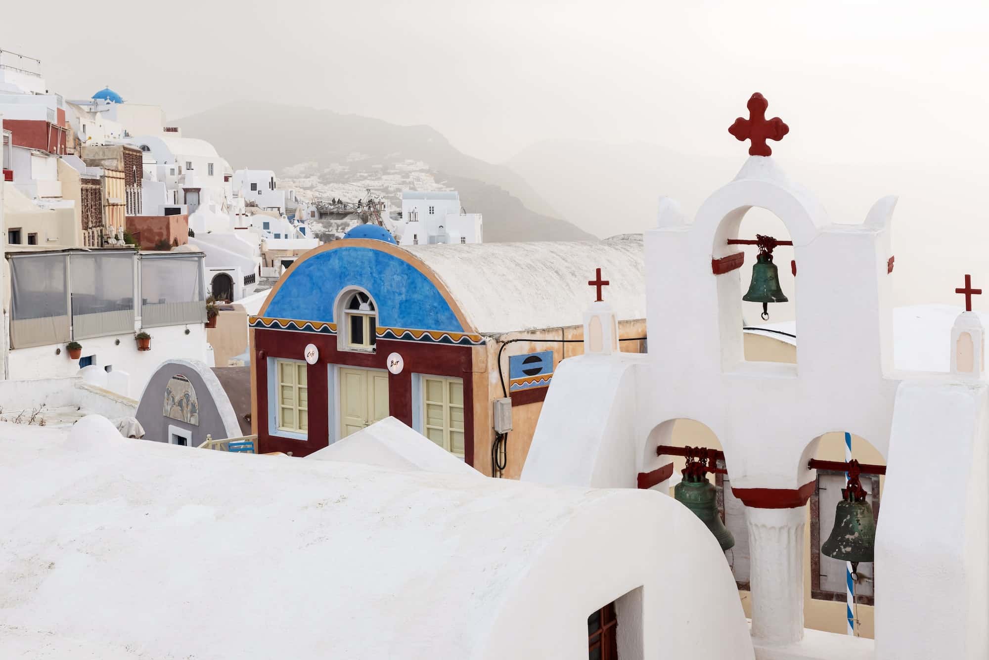 Oia Village On Santorini Island at sunrise, Greece