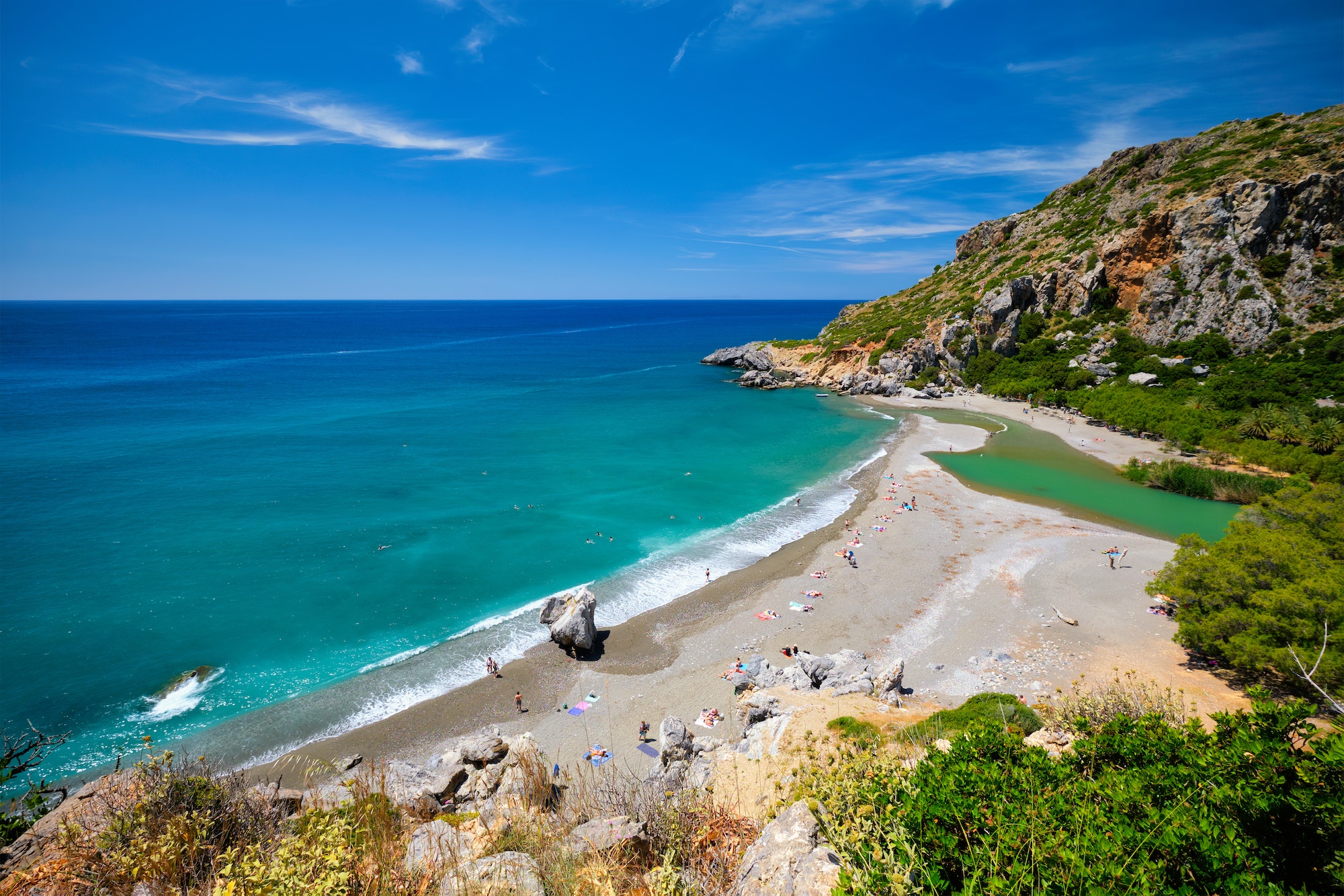 View of Preveli beach on Crete island in Greece
