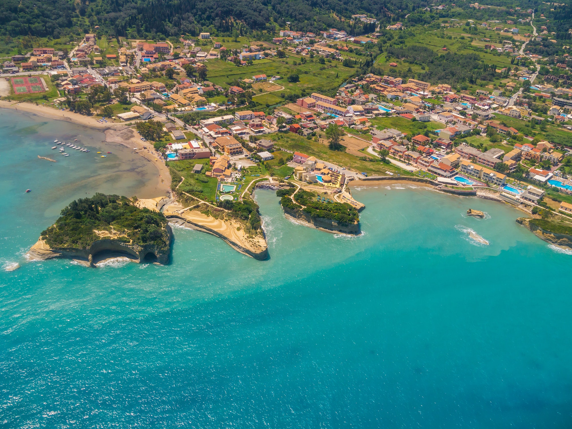 Aerial view on Sidari in Corfu Greece