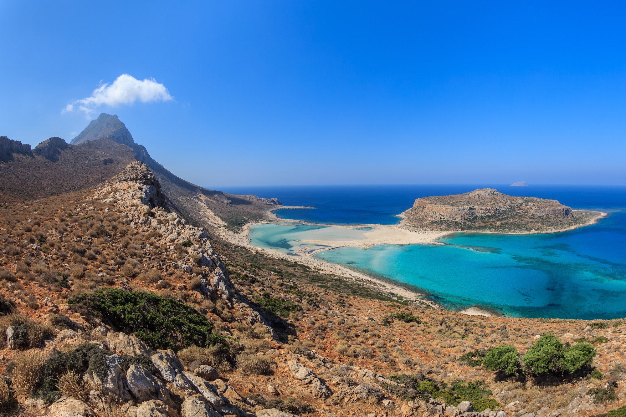 Balos Lagoon and Gramvousa Island in Hania, Crete.