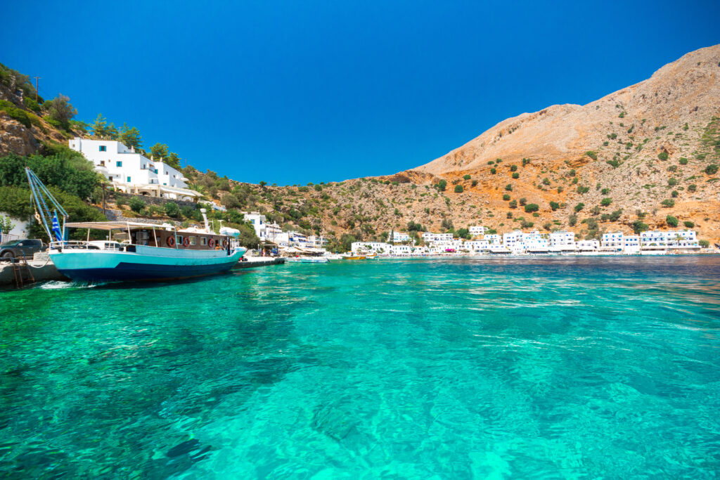 Greek village of Loutro, Chania, Crete, Greece.