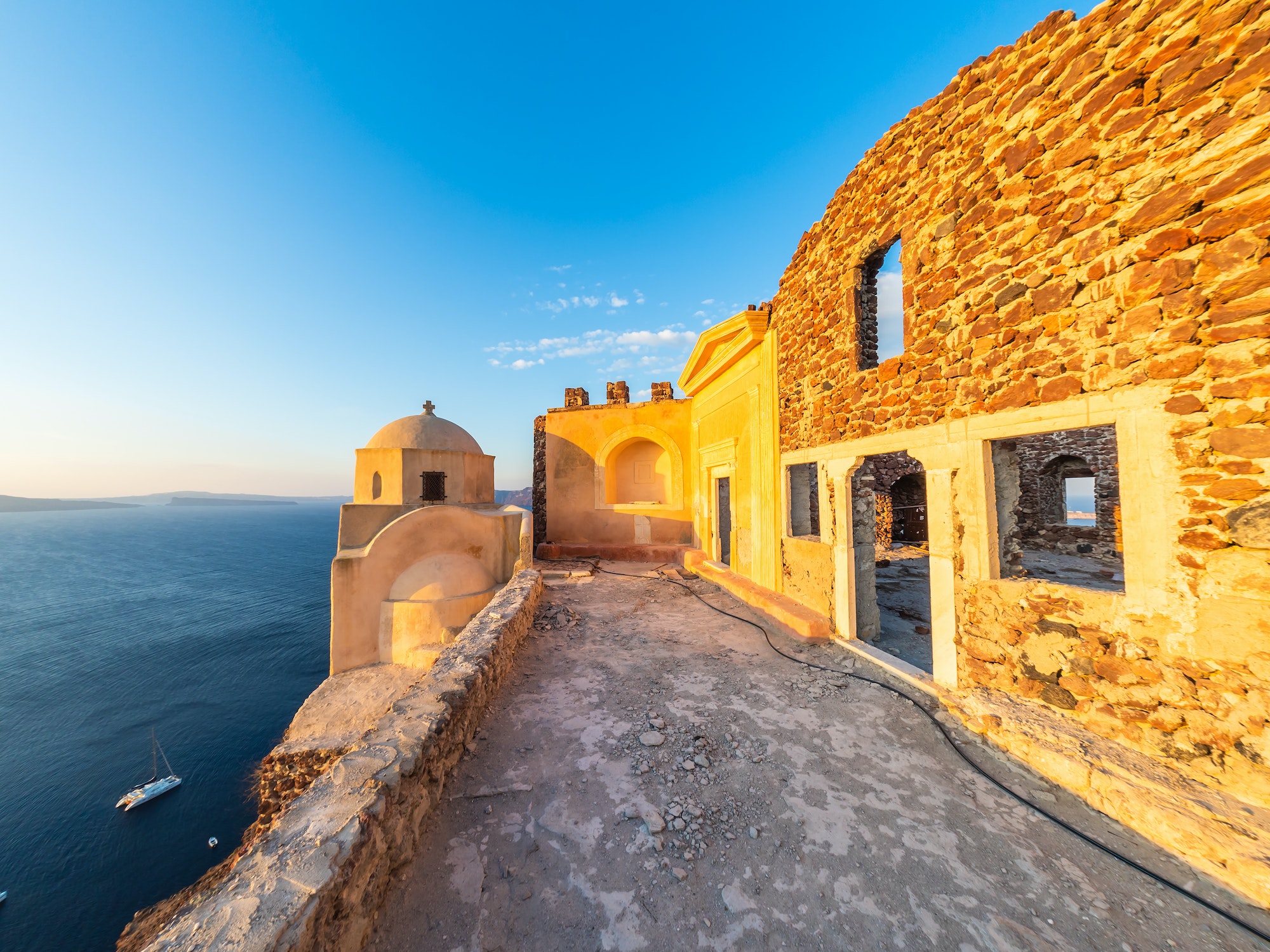 The ruins of the Venetian castle in Oia Santorini G