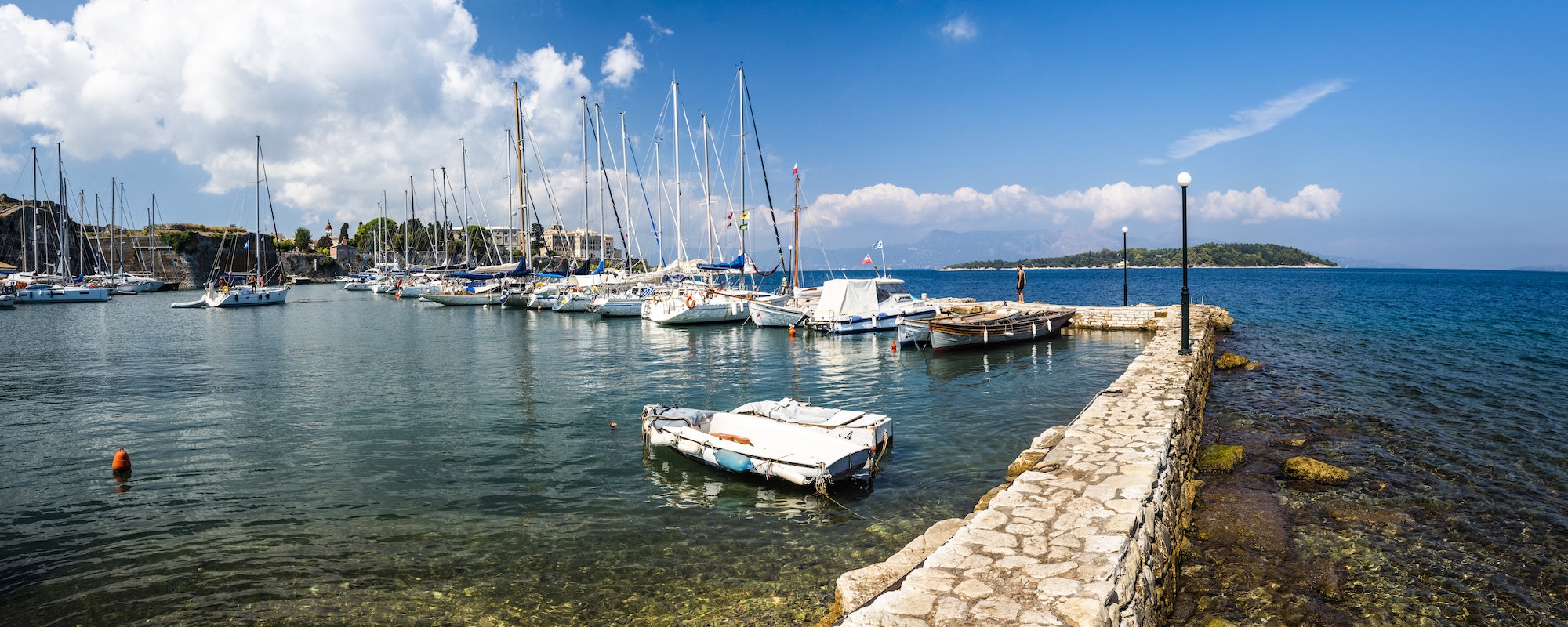 Sailing boats, Corfu Old Town (Kerkyra), Corfu Island, Ionian Islands, Greece, Europe