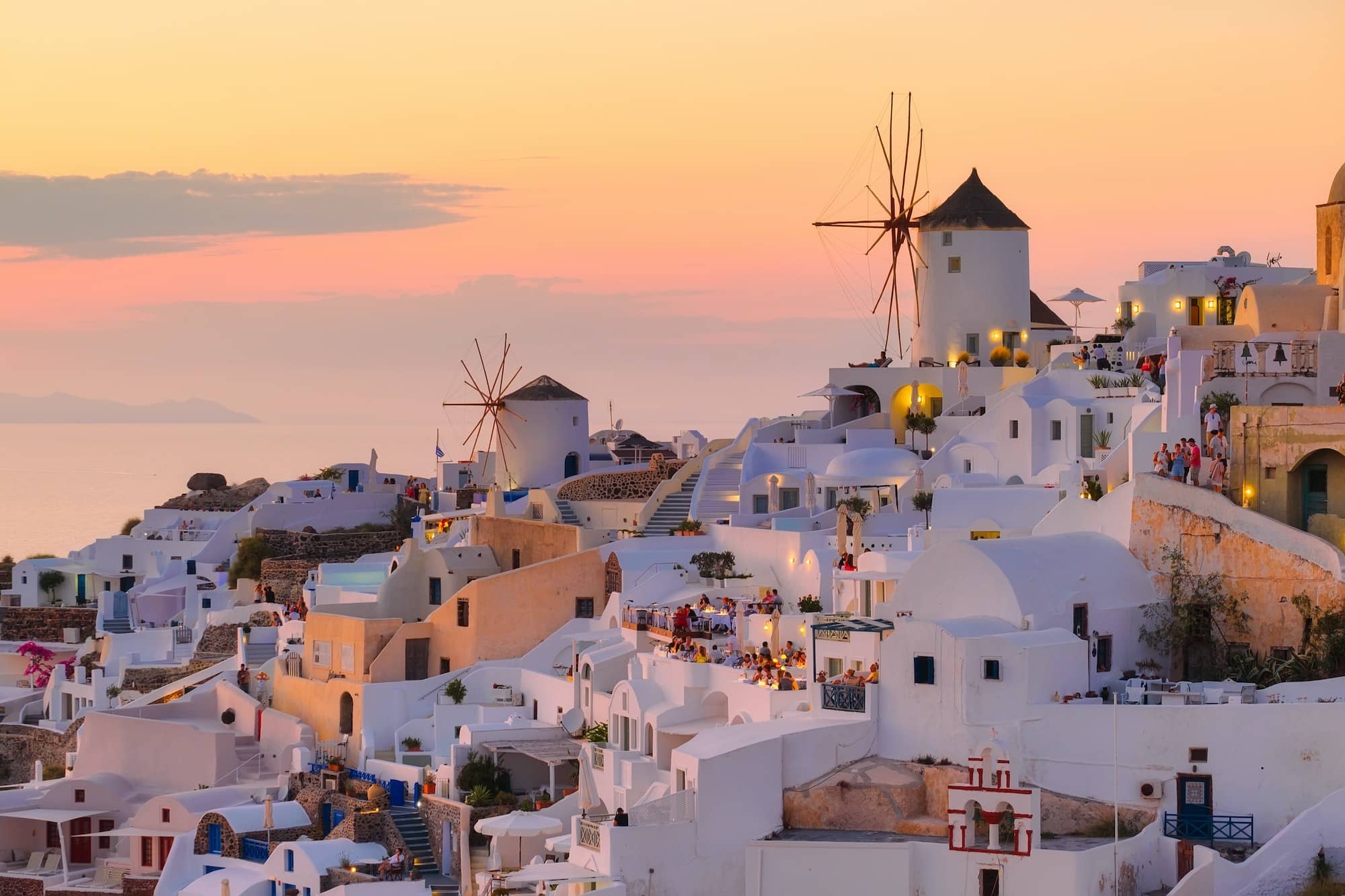 Oia village, Santorini, Greece. View of traditional houses in Santorini.