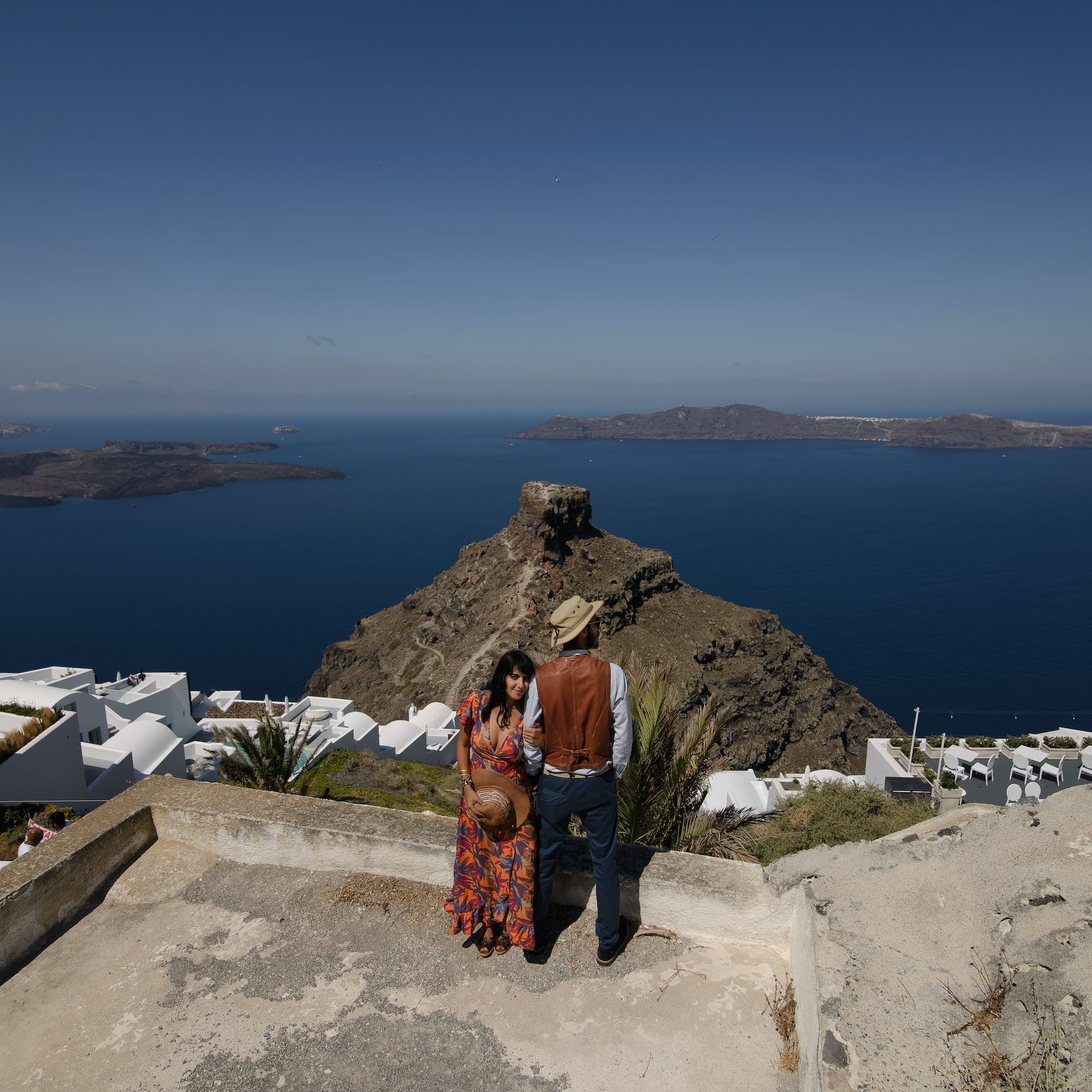 Couple in love on Santorini island, Greece