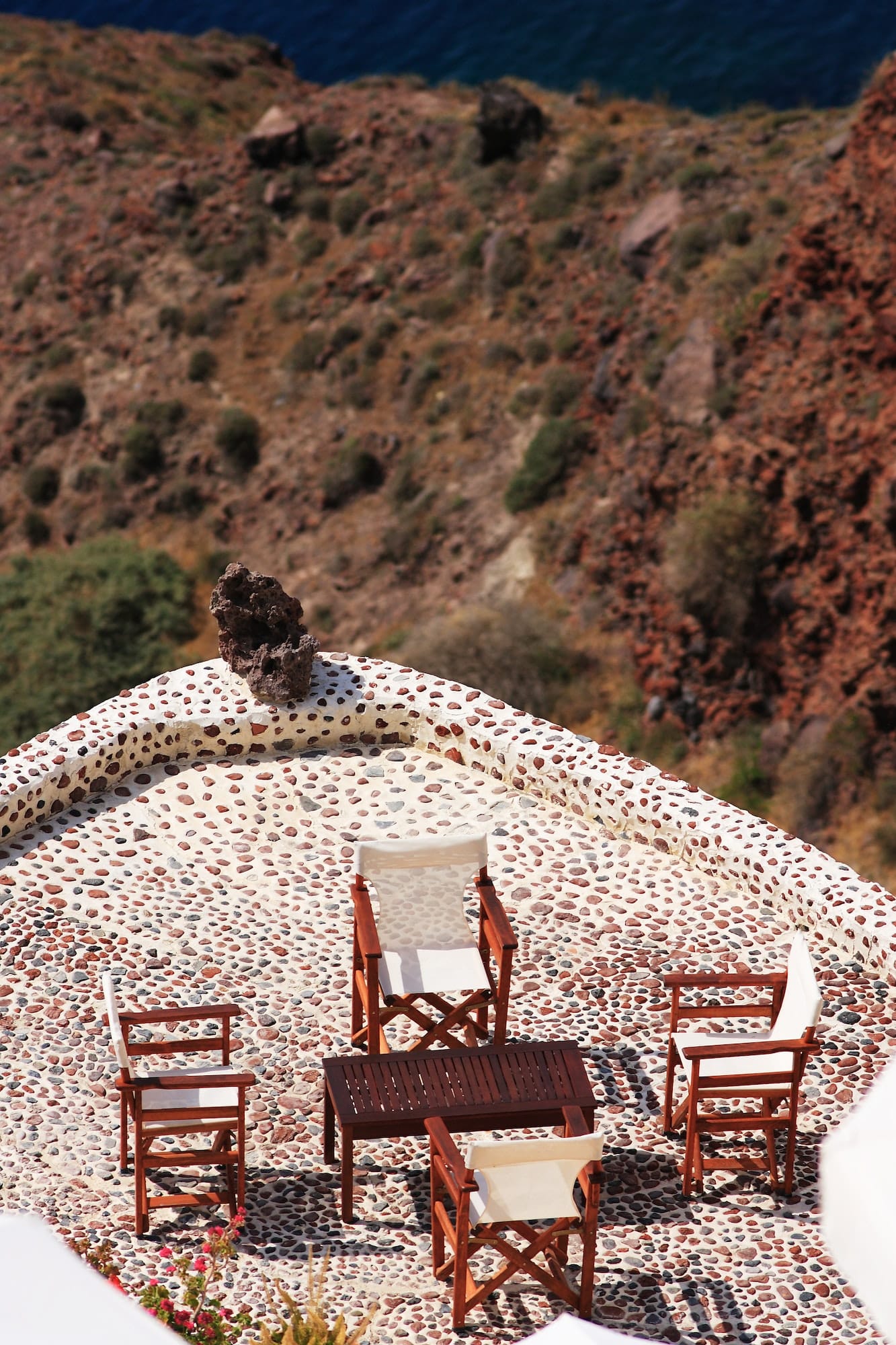 Santorini village terasse by the sea